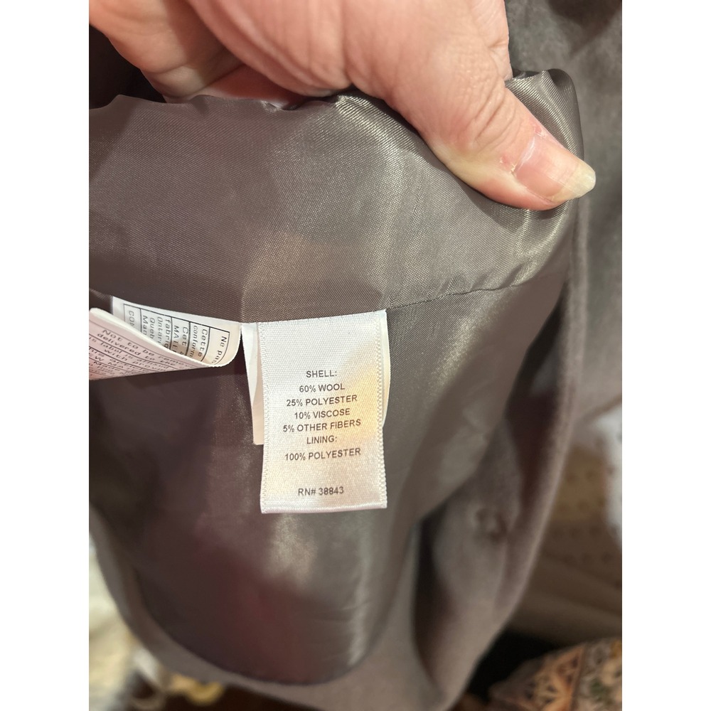 T Tahari Women's Wool Belted Double Breasted Trench Coat Taupe Size 10 Grey - Picture 4 of 10